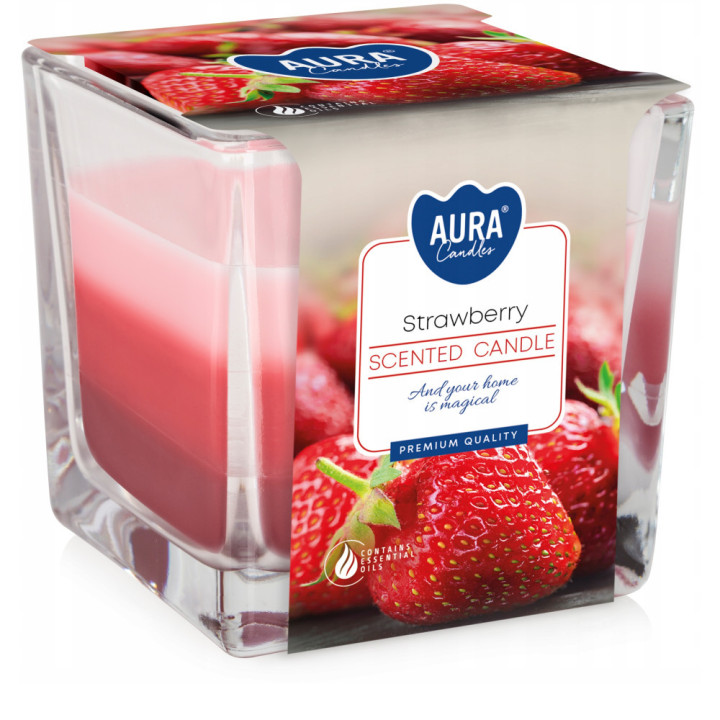 Bispol Tricolor sviečka 170g snk80-73 - strawberry
