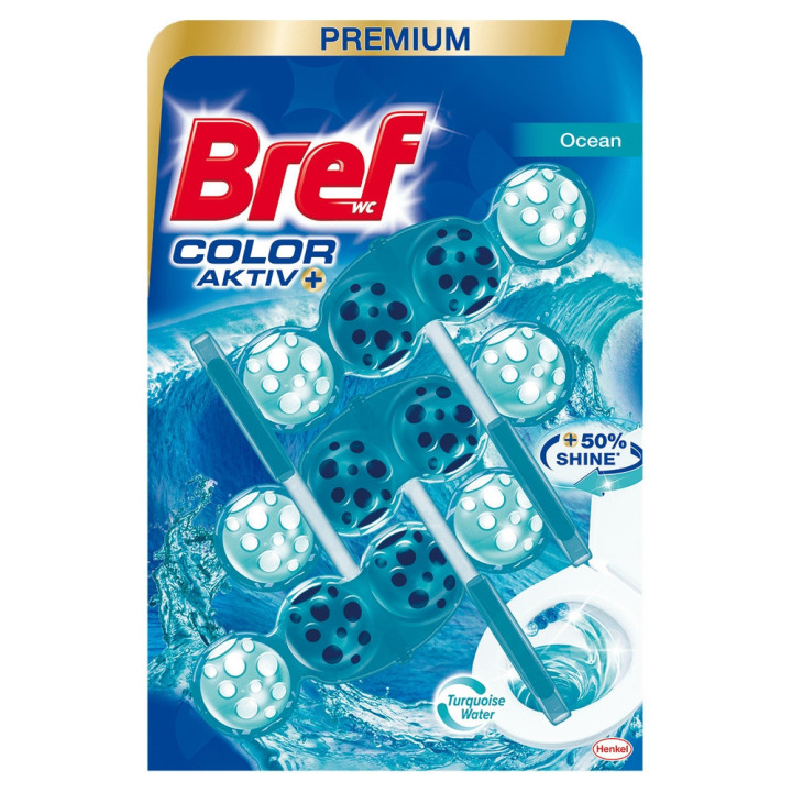 Bref Tuhý WC blok Color Aktiv Ocean 3x50g