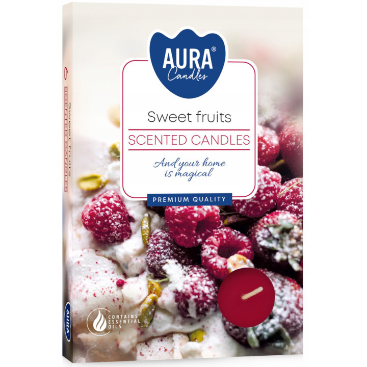 Aura sviečka voňavá Sweet Fruits 4ks/bal