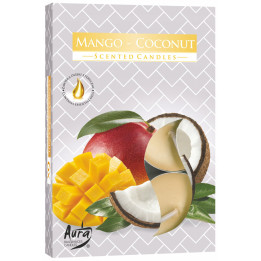 Aura vonné čajové sviečky Mango - kokos 6ks
